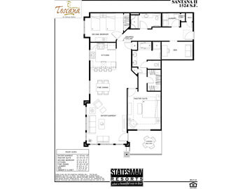 Floor plan picture of a two bedroom condo in Scottsdale called the Santana