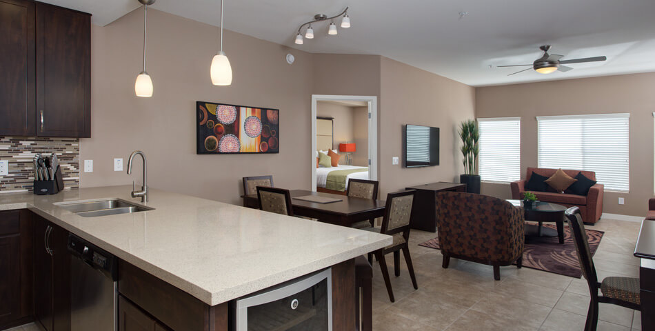 Picture of the dining and living room of the Venitia Condo